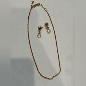 Swarovski Gold Necklace and Earring Set